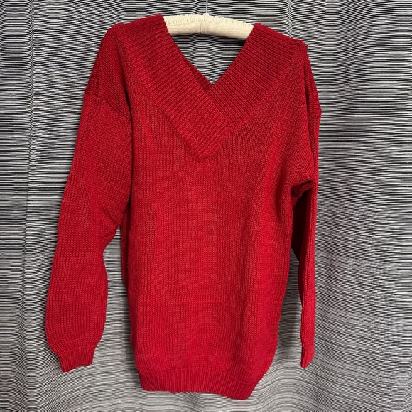 Stefano World Wide Cotton/Ramie Blend Red Cross Neck Sweater Size Large - Picture 1 of 8